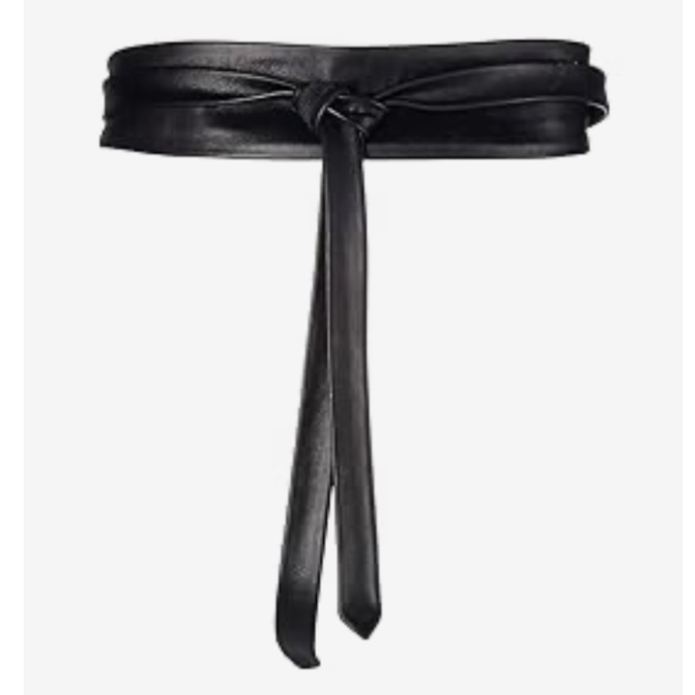 Elegant Black Leather Tie Belt